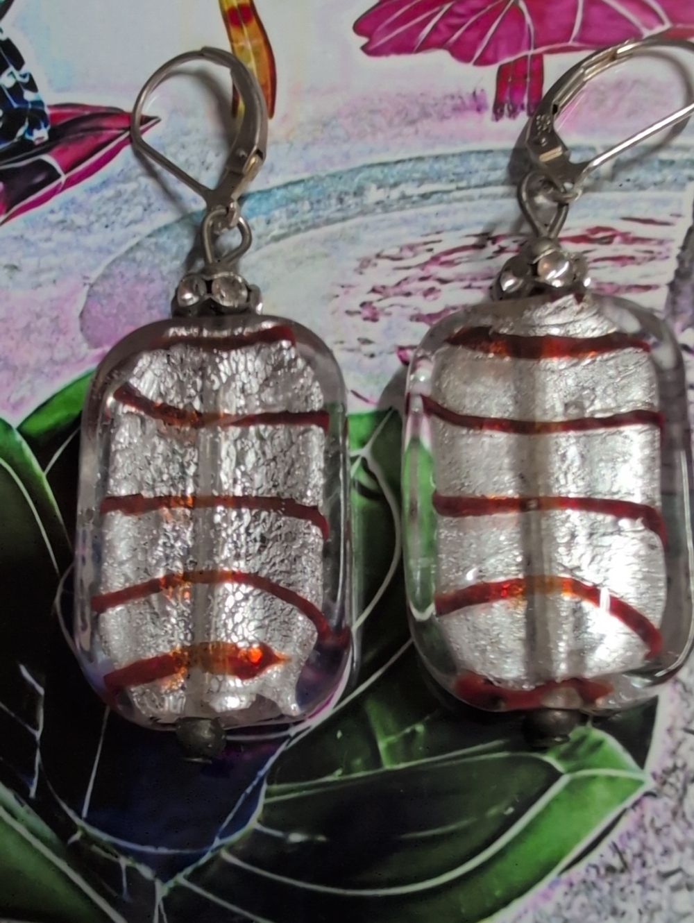 Red And Silver Earrings